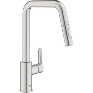 GROHE QuickFix Start eengreepsmengkraan Uittrekbaar Twee straalsoorten SuperSteel (RVS kleur)