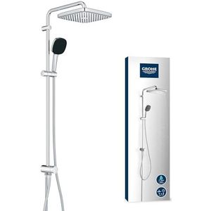 Grohe Vitalio 250 douchesysteem met omschakeling, waterbesparend, 8 l per minuut (voor bestaande armaturen, 2 straalsoorten, extra grote douchestang 104 cm), vierkant, chroom, 26986001