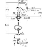 GROHE QuickFix Start Keukenkraan - Met uittrekbare uitloop - Hoge uitloop - Matte Black