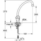 GROHE Costa Trend Keukenkraan - Hoge uitloop