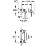 Eurosmart Einhand-Brausebatterie, dn 15 chrom 33555002 - Grohe