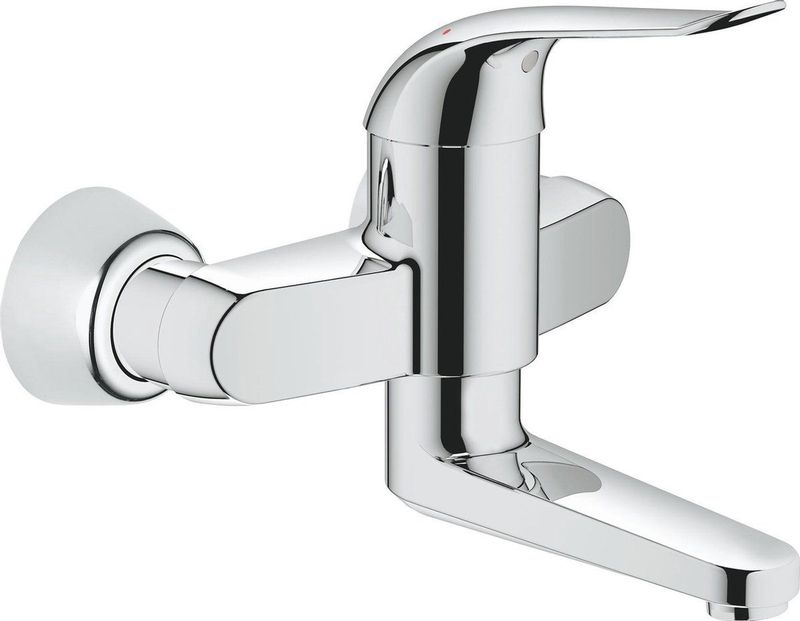 Grohe - Euroeco Special Einhand-Waschtischbatterie, Wandm., Ausladung 197mm, 46mm Keramikkartusche, Hebellänge 120mm, Chrom