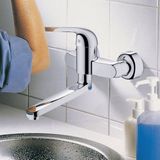 Grohe - Euroeco Special Einhand-Sicherheitsmisch-Waschtischbatterie, Ausladung 256mm, Hebel170mm, Chrom, Wandmontage