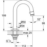 GROHE Universal Fonteinkraan - 1/2'' - C Uitloop - Zonder Waste - Chroom