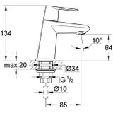 Grohe - Eurodisc-Cosmopolitan Standventil, XS-Size, Einlochmontage,