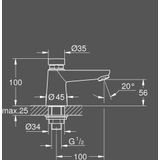 GROHE Euroeco Cosmopolitan T Zelfsluitende wastafelkraan, 36265000