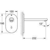 Grohe Eurosmart Cosmopolitan E Afbouwdeel V. Wandkraan M. Uitloop 23cm Z. Menging M. Tranformator 230V Chroom 36334SD0