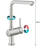 GROHE Minta Keukenmengkraa - Draaibereik 0°/150°/360 - SuperStee - L-uitloop