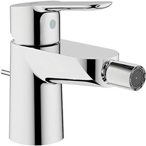 GROHE Start Edge Bidetmengkraan met één hendel en push-open pop-up afvalset (metalen hendel, waterbesparende mousseur 5,7 l/min, 28 mm keramische cartridge, staarten 3/8 inch), maat 125 mm, chroom,