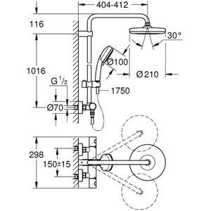 GROHE Tempesta Cosmopolitan 210 Regendouche - ø 21 cm - Met thermostaat - Chroom
