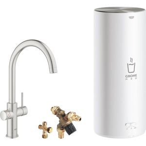 Grohe Red 3-in-1 kokend water kraan met C-uitloop en combi boiler supersteel