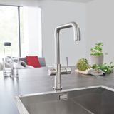 Grohe Red 3-in-1 kokend water kraan met U-uitloop en combi boiler supersteel