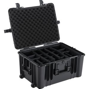 Universele koffer van schuimstof, 70 l, met verdelers, uitwendige l x b x h = 665 x 495 x 340 mm, zwart