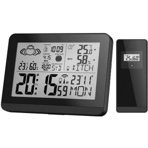Miraval Moderne Design Funk-Wetterstation Funkwetterstation (Außensensor, mit Aussensensor bennenbar Mondphase Sonnenaufgang 2 Alarme Hygrometer)
