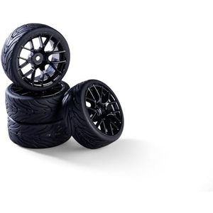 Carson 500900187 1:10 Wielenset Y-Design2 (4) zwart - modelbouwaccessoires, reserveonderdeel, tuning, banden, bandenset