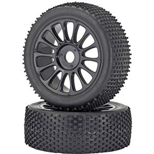 Carson 500900075 - 1:8 set van 2 banden en velgen voor kinderwagen, zwart