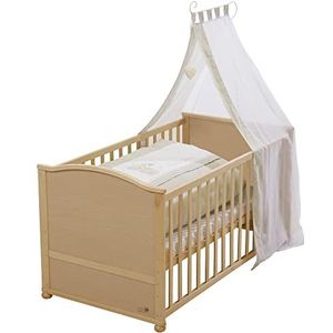 roba Liebhabär babybed 70 x 140 cm, compleet – inclusief uitrusting – in hoogte verstelbaar – 3 afneembare stangen – 0 tot 7 jaar – naturel