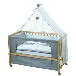 roba Jumbo Twins Cododo Bed 60 x 120 cm met 4 Remwielen - Inclusief uitrusting - 6-traps in hoogte verstelbaar - Natuurlijk hout