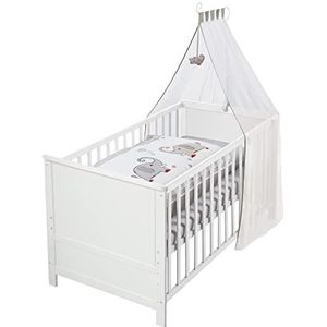 roba Compleet bed Set 'Little Stars', babybed wit met uitrusting, combi kinderbed 70x140 cm incl. beddengoed, hemel, nest, matras Jumbotwins Jumbotwins