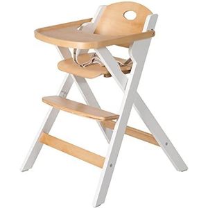 roba Fold Up Smart kinderstoel – ruimtebesparend opvouwbaar + dienblad – tweekleurig hout