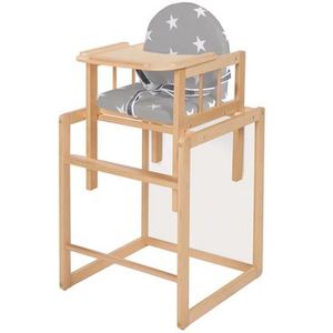 roba Combi-kinderstoel van natuurlijk hout + afneembaar dienblad en veiligheidsgordel - omzetbaar in combinatie tafel en kinderstoel - draagkracht 50 kg