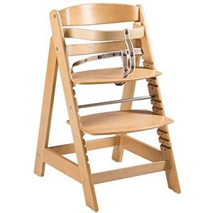 roba Hoge stoel van natuurlijk hout, Sit Up Click, in hoogte verstelbaar door één klik, EPH-gecertificeerd, van 6 maanden tot 70 kg, met veiligheidsstang
