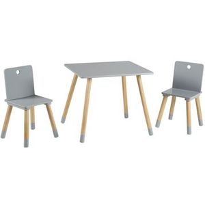 Roba kinderzitgroep, kindermeubelset van 2 kinderstoelen & 1 tafel grijs lackiert