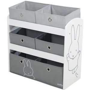 roba Miffy® Opbergrek voor kinderkamer, 5 afneembare vakken van stof voor speelgoed, motief konijn/grijs