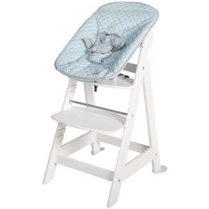 roba Born Up 2-in-1 houten kinderstoel + kantelbare ligstoel roba Style lichtblauw – vanaf de geboorte – in hoogte verstelbaar – gemakkelijk te reinigen – wit