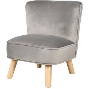 Roba Lil Sofa, kinderstoel voor jongens en meisjes, comfortabele stoel met stabiele houten poten en grijs fluweel, kinderzitmeubelserie ""Lil Sofa"" voor kinder- of babykamer grijs