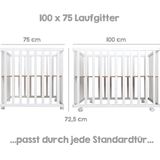 Laufgitter 'roba Style', 75 x 100 cm, Spielgitter inkl. grauer Schutzeinlage und Rollen, weiß