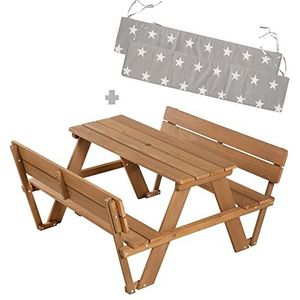 roba Kinderen Outdoor + zitgroep 'Picknick for 4' incl. zitkussen, 2 banken, massief hout, weerbestendig