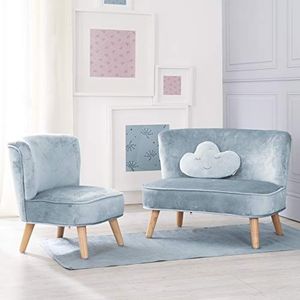 Roba kinderzitgroep 'Lil Sofa' bestaat uit kinderbank, kinderstoel, decoratief kussen wolk Lil Sofa, kindersofa, kinderstoel, sierkussen wolk Set groß 3-teilig lichtblauw/hemelsblauw