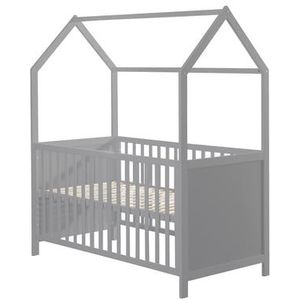 roba Huisbed 70 x 140 cm FSC-gecertificeerd, combi-kinderbed in huislook, duif, 3-voudig verstelbaar, slipstokken, ombouwbaar tot junior bed