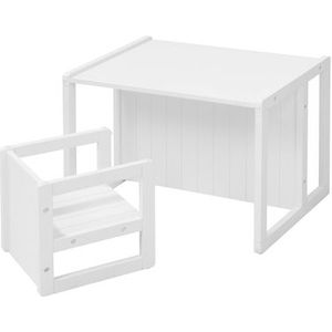 roba Set met tafel en 1 kinderstoel, omkeerbaar in 3 hoogtes, landelijke stijl, wit