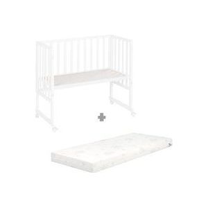 roba Cododo Bed 45 x 90 cm safe asleep 3-in-1 - In hoogte verstelbaar - Complete set met wieg, matras, canvas barrière en remwielen - Wit hout