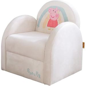 roba Peppa Pig Fluwelen babystoel, comfortabele zitting met armleuningen, clubstoel voor kinderen vanaf 18 maanden, gemakkelijk te reinigen, 50 x 44 x 45 cm, beige/treumotief