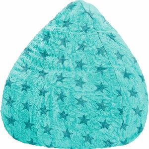 Kinder Zitzak Fluffy Stars L - Turquoise