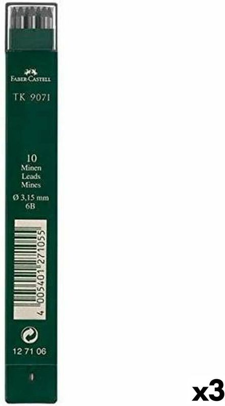 potloodstiftjes Faber-Castell TK9071 3,15mm 6B  doos met 3 stuks