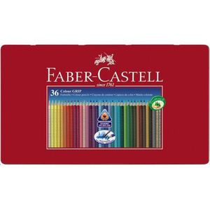 Kleurpotlood Faber Castell GRIP metalen etui a 36 stuks doos met 3 stuks