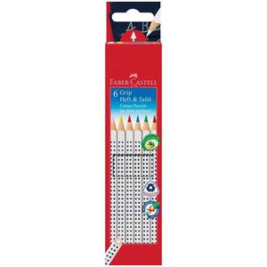 Faber-Castell Buntstifte ""Grip Heft + Tafel"" farbig sortiert, 6 Stk.