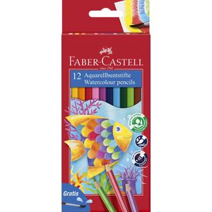 Faber Castell Kinder-Aquarellfarbstifte 12 Aquarellfarben + Pinsel im