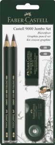 Faber-Castell grafietpotloden - serie 9000 Jumbo - set potlood + gum + slijper - FC-119398
