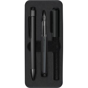 Faber-Castell 140579 - cadeauset Hexo zwart, met vulpen M en balpen B