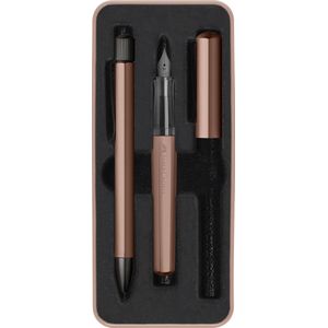 Faber-Castell 140589 Hexo Bronze cadeauset met vulpen M en draaibare balpen B