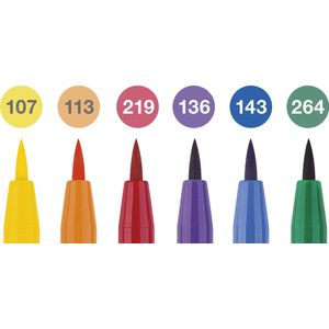 Faber-Castell 167174 - tekenpen Pitt Artist Pen, Colour wheel, B, etui met 6 stuks