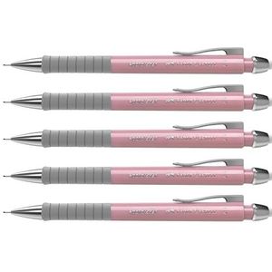 Faber-Castell 205209 Apollo Pink Shadows vulpotlood, hardheid B, vulling 0,7 mm, met gom, 5 stuks