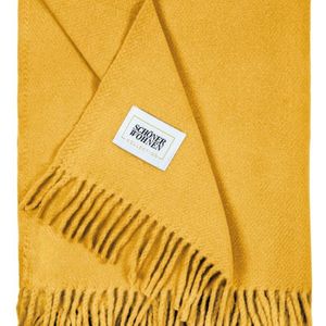 SW Basics Gouden Plaid – Knusse Geweven Deken in Effen Kleur met Franjes