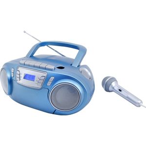 Soundmaster SCD5800BL - Boombox met FM-radi - Cassettespele - CD en Externe Microfoo - Blauw