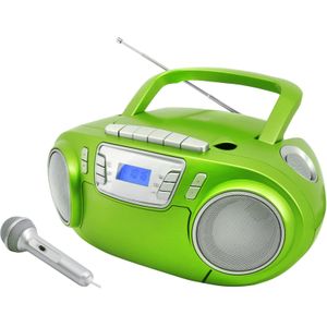 Soundmaster SCD5800GR - Boombox met FM-radi - Cassettespele - CD en Externe Microfoo - Groen
